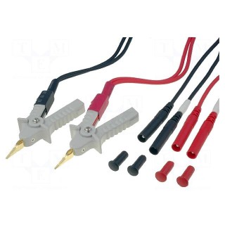 Set of test leads | four-wire Kelvin clips | red and black