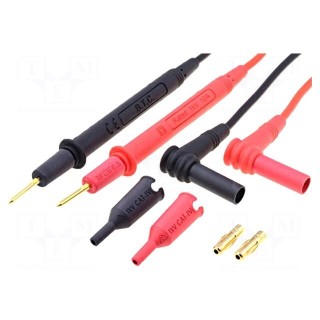Test leads | Inom: 10A | probe tip,banana plug 4mm | red and black