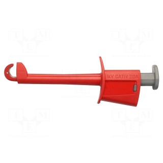 Clip-on probe | hook type | 20A | red | Plating: nickel plated | 4mm