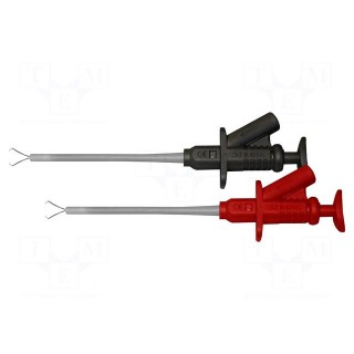 Clip-on probe | pincers type | 5A | black,red | 4mm | Ø: 4mm