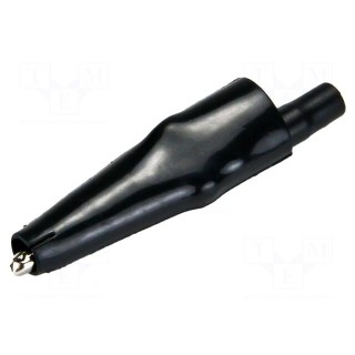 Crocodile clip | 10A | black | Grip capac: max.7.9mm | Insulation: PVC