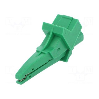 Crocodile clip | 12A | 600VDC | green | Grip capac: max.20mm