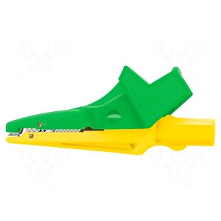 Crocodile clip | 12A | 600VDC | yellow-green | Grip capac: max.20mm