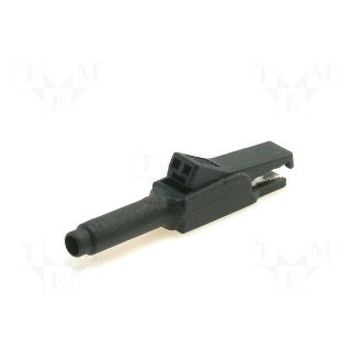 Crocodile clip | 15A | black | Grip capac: max.6mm | Socket size: 4mm