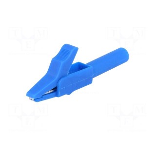 Crocodile clip | 15A | blue | Grip capac: max.12mm | Socket size: 4mm