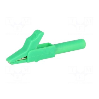 Crocodile clip | 15A | green | Grip capac: max.12mm | Socket size: 4mm