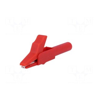 Crocodile clip | 15A | red | Grip capac: max.12mm | Socket size: 4mm