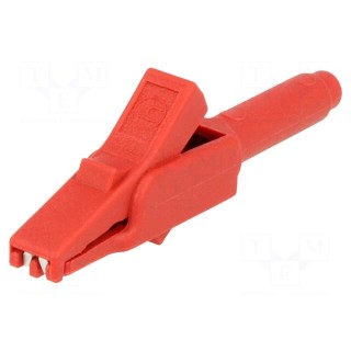 Crocodile clip | 15A | red | Grip capac: max.6mm | Socket size: 4mm