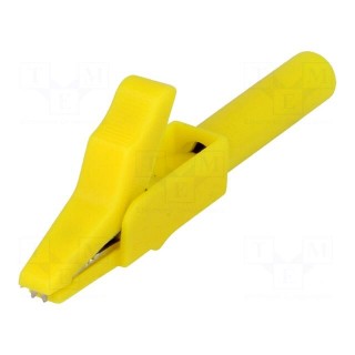 Crocodile clip | 15A | yellow | Grip capac: max.12mm | Contacts: brass