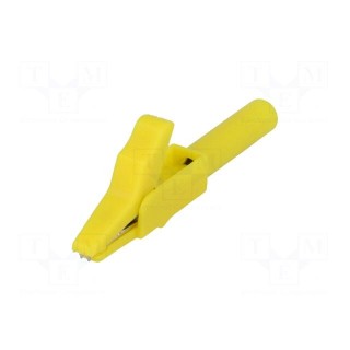 Crocodile clip | 15A | yellow | Grip capac: max.12mm | Contacts: brass