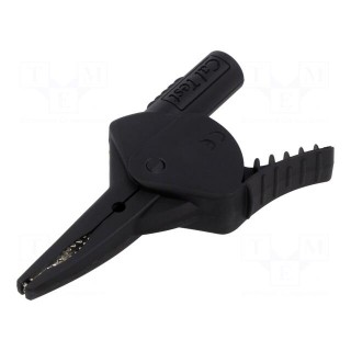 Crocodile clip | 20A | black | Grip capac: max.34.5mm | L: 100.8mm