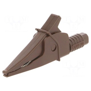 Crocodile clip | 20A | brown | max.39mm | 1kV | Connection: 4mm socket