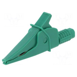Crocodile clip | 20A | green | max.39mm | 1kV | Connection: 4mm socket