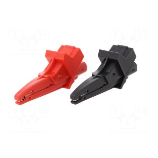 Crocodile clip | 20A | red and black | Grip capac: max.20mm | 1kV