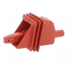 Crocodile clip | 20A | red | Grip capac: max.25mm | Socket size: 4mm