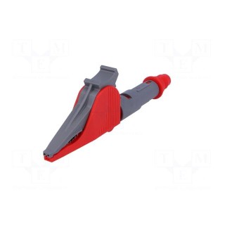 Crocodile clip | 20A | red | Grip capac: max.41mm | Overall len: 127mm