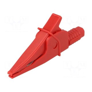 Crocodile clip | 20A | red | max.39mm | 1kV | Connection: 4mm socket