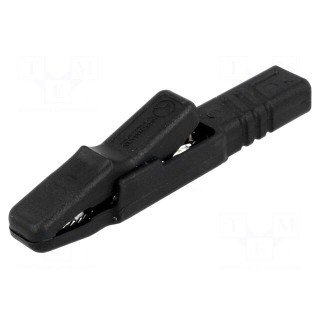 Crocodile clip | 25A | black | Grip capac: max.9.5mm | 1.5mm2