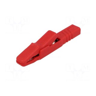 Crocodile clip | 25A | red | Grip capac: max.9.5mm | Socket size: 4mm