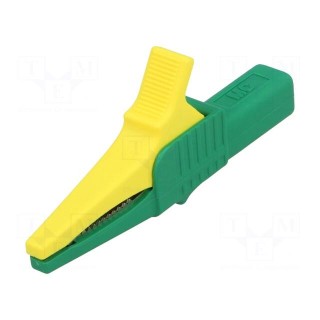 Crocodile clip | 32A | 1kVDC | yellow-green | Grip capac: max.20mm