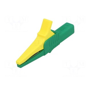 Crocodile clip | 32A | 1kVDC | yellow-green | Grip capac: max.20mm