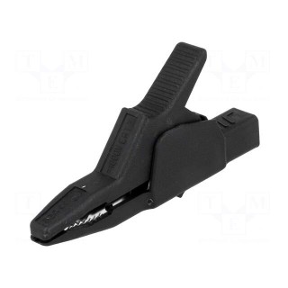 Crocodile clip | 34A | black | Grip capac: max.30mm | Socket size: 4mm