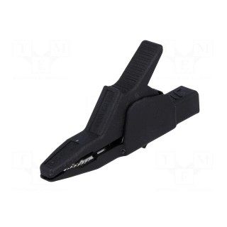 Crocodile clip | 34A | black | Grip capac: max.30mm | Socket size: 4mm