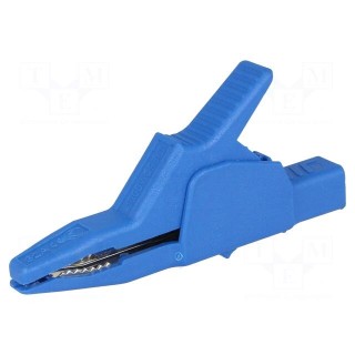 Crocodile clip | 34A | blue | Grip capac: max.30mm | Socket size: 4mm