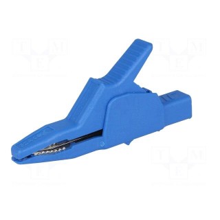Crocodile clip | 34A | blue | Grip capac: max.30mm | Socket size: 4mm