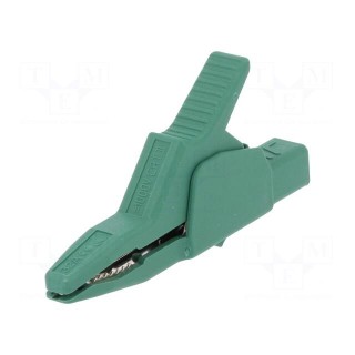 Crocodile clip | 34A | green | Grip capac: max.30mm | Socket size: 4mm