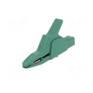 Crocodile clip | 34A | green | Grip capac: max.30mm | Socket size: 4mm