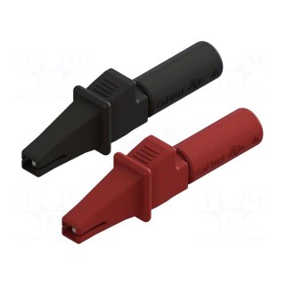 Crocodile clip | 5A | black,red | Grip capac: max.9mm | 2pcs.