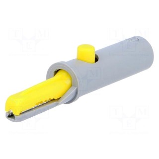 Crocodile clip | 6A | 60VDC | yellow | Grip capac: max.7.5mm