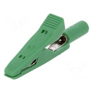 Crocodile clip | 15A | 60VDC | green | Grip capac: max.4mm