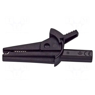 Crocodile clip | 10A | 600V | Grip capac: max.9mm | black