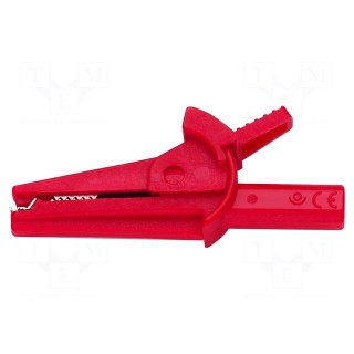 Crocodile clip | 10A | 600V | Grip capac: max.9mm | red | nickel plated