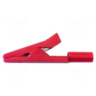 Crocodile clip | 10A | Grip capac: max.11mm | Overall len: 41mm | red