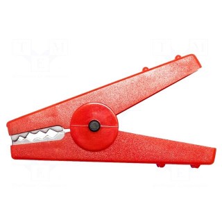 Crocodile clip | 30A | Grip capac: max.16mm | Overall len: 80mm | red