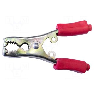 Crocodile clip | 40A | Grip capac: max.13mm | Overall len: 76mm | red