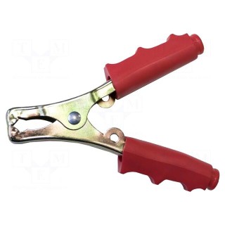 Crocodile clip | 60A | Grip capac: max.22mm | Overall len: 112mm | red