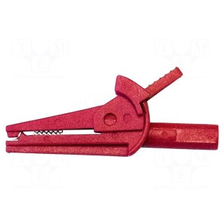 Crocodile clip | 6A | Grip capac: max.15.7mm | red | Contacts: steel