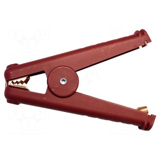 Kelvin crocodile clip | 300A | Grip capac: max.41mm | red | soldered
