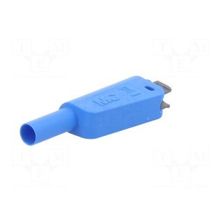 4mm banana | 19A | 1kV | blue | insulated,with 4mm axial socket | 1mm2