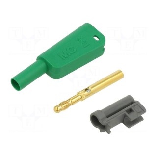 4mm banana | 19A | 1kV | green | insulated,with 4mm axial socket