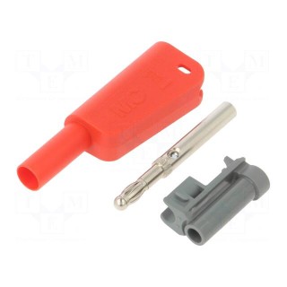 4mm banana | 19A | 1kV | red | insulated,with 4mm axial socket | 1mm2