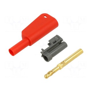 4mm banana | 32A | 1kV | red | insulated,with 4mm axial socket