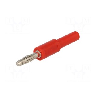 Adapter | banana 2mm socket,banana 4mm plug | 10A | 70VDC | red | 52mm
