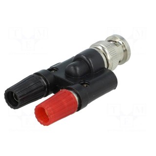 Adapter | 4mm banana | banana 4mm plug x2,BNC socket | black | 59mm