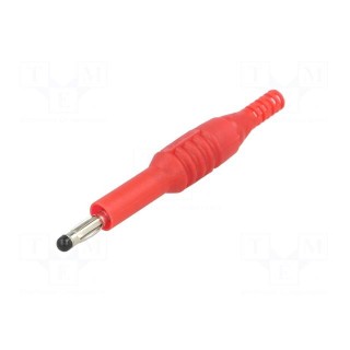 Plug | 4mm banana | 10A | 1kVAC | red | insulated,with sliding cover