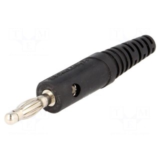 Plug | 4mm banana | 10A | 33VAC | 70VDC | black | Max.wire diam: 2mm
